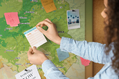 Tablero de anuncios mapa de Polonia con Varsovia marcada