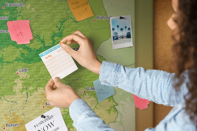 Tablero de anuncios mapa de Polonia con Varsovia marcada