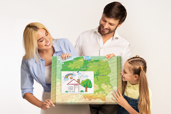 Tablero de anuncios mapa de Polonia con Varsovia marcada