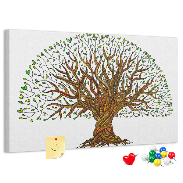 Pizarra de corcho Ramas de árbol entrelazadas con hojas