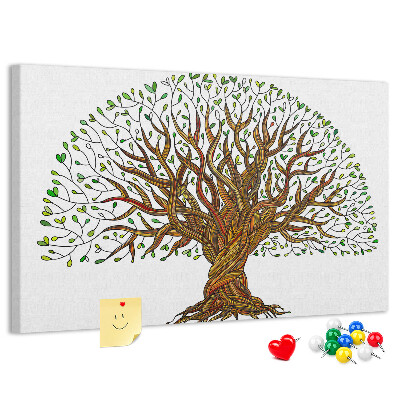 Pizarra de corcho Ramas de árbol entrelazadas con hojas