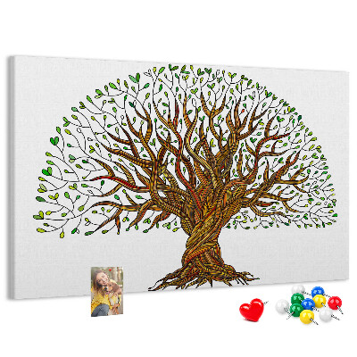Pizarra de corcho Ramas de árbol entrelazadas con hojas