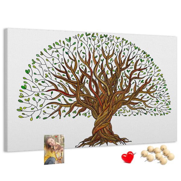 Pizarra de corcho Ramas de árbol entrelazadas con hojas