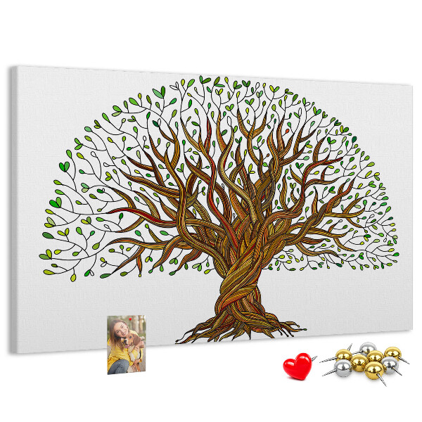 Pizarra de corcho Ramas de árbol entrelazadas con hojas