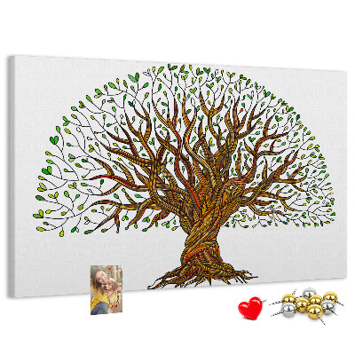 Pizarra de corcho Ramas de árbol entrelazadas con hojas
