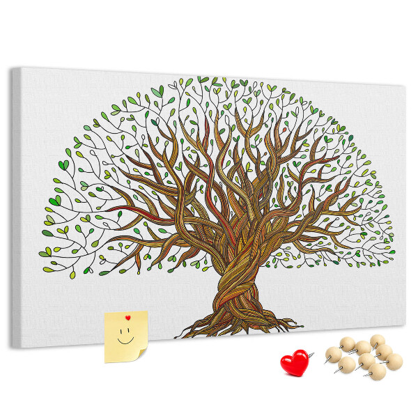 Pizarra de corcho Ramas de árbol entrelazadas con hojas