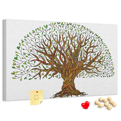 Pizarra de corcho Ramas de árbol entrelazadas con hojas