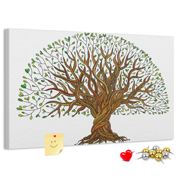 Pizarra de corcho Ramas de árbol entrelazadas con hojas