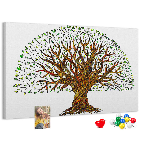 Pizarra de corcho Ramas de árbol entrelazadas con hojas