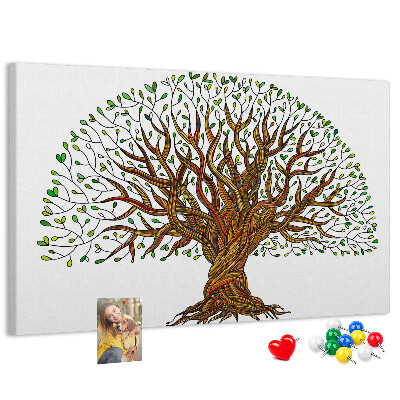 Pizarra de corcho Ramas de árbol entrelazadas con hojas