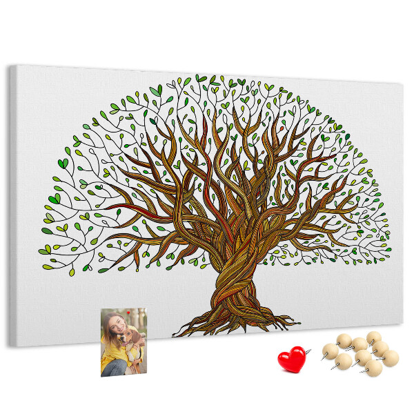 Pizarra de corcho Ramas de árbol entrelazadas con hojas