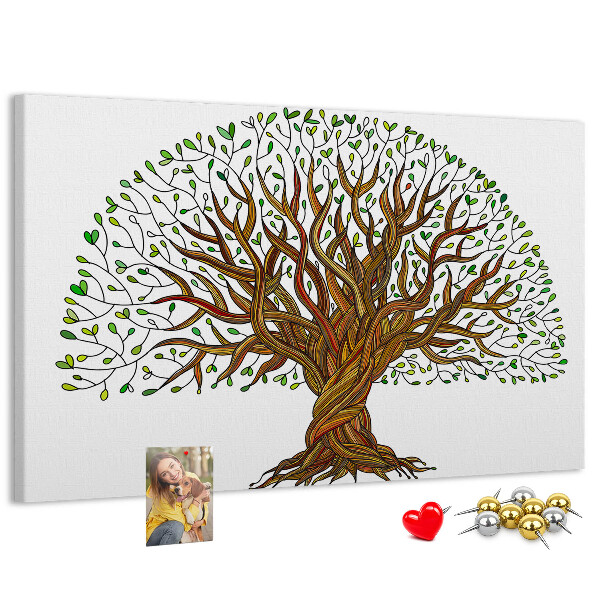 Pizarra de corcho Ramas de árbol entrelazadas con hojas