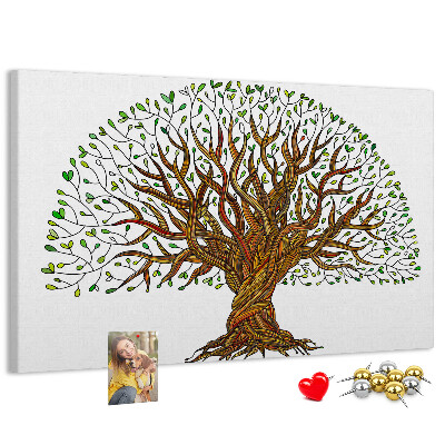 Pizarra de corcho Ramas de árbol entrelazadas con hojas
