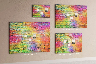 Tablero de corcho decorativo con diseño de muro de ladrillos coloridos en arcoíris