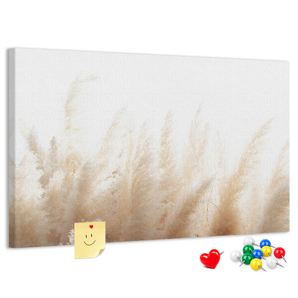 Tablero de corcho decorativo con diseño de hierbas delicadas sobre fondo claro