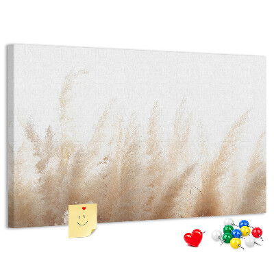 Tablero de corcho decorativo con diseño de hierbas delicadas sobre fondo claro