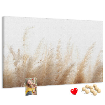 Tablero de corcho decorativo con diseño de hierbas delicadas sobre fondo claro
