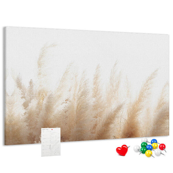 Tablero de corcho decorativo con diseño de hierbas delicadas sobre fondo claro