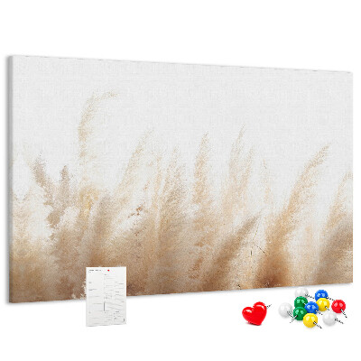 Tablero de corcho decorativo con diseño de hierbas delicadas sobre fondo claro