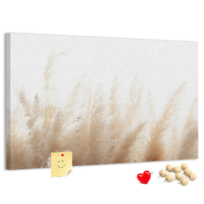 Tablero de corcho decorativo con diseño de hierbas delicadas sobre fondo claro