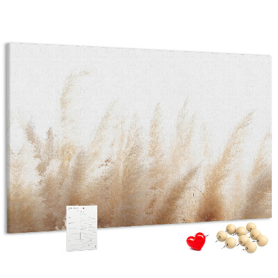 Tablero de corcho decorativo con diseño de hierbas delicadas sobre fondo claro