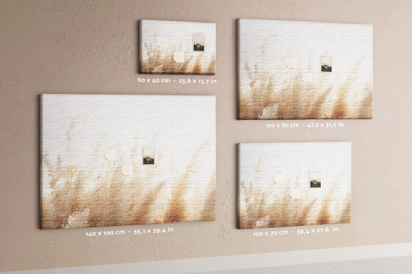 Tablero de corcho decorativo con diseño de hierbas delicadas sobre fondo claro