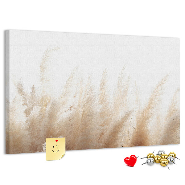 Tablero de corcho decorativo con diseño de hierbas delicadas sobre fondo claro