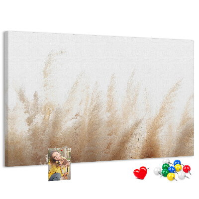 Tablero de corcho decorativo con diseño de hierbas delicadas sobre fondo claro