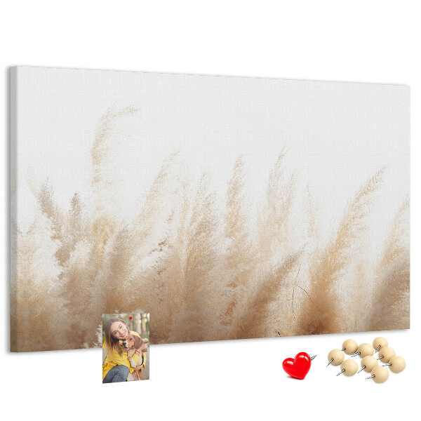 Tablero de corcho decorativo con diseño de hierbas delicadas sobre fondo claro