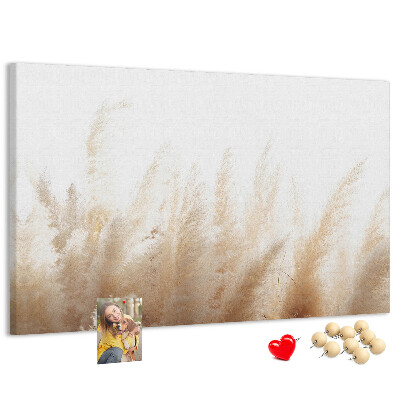 Tablero de corcho decorativo con diseño de hierbas delicadas sobre fondo claro