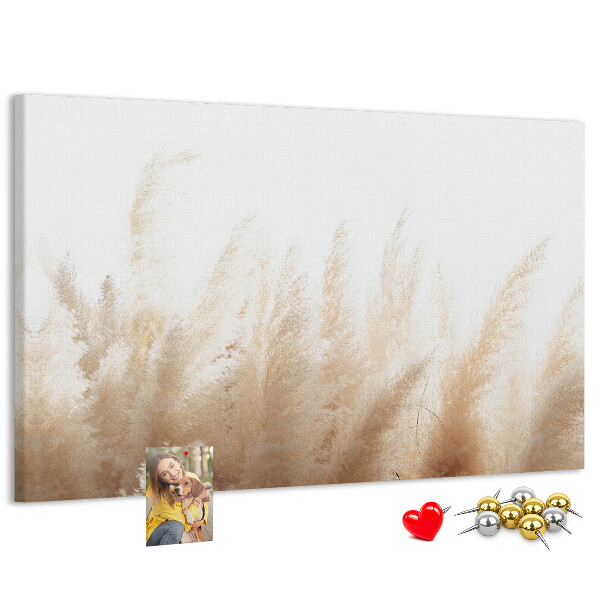 Tablero de corcho decorativo con diseño de hierbas delicadas sobre fondo claro