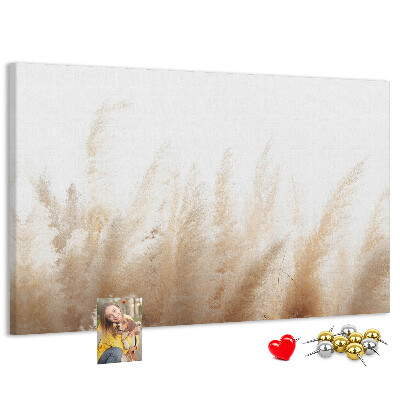 Tablero de corcho decorativo con diseño de hierbas delicadas sobre fondo claro