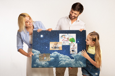 Tablero de corcho decorado Cielo nocturno con estrellas y nubes