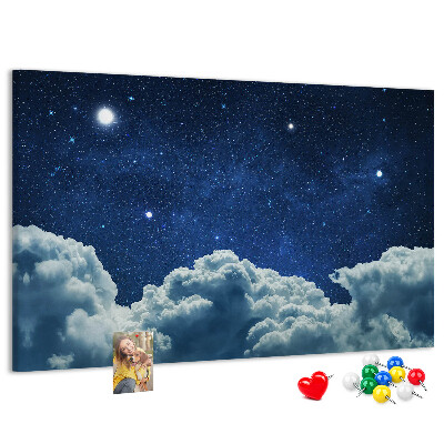 Tablero de corcho decorado Cielo nocturno con estrellas y nubes