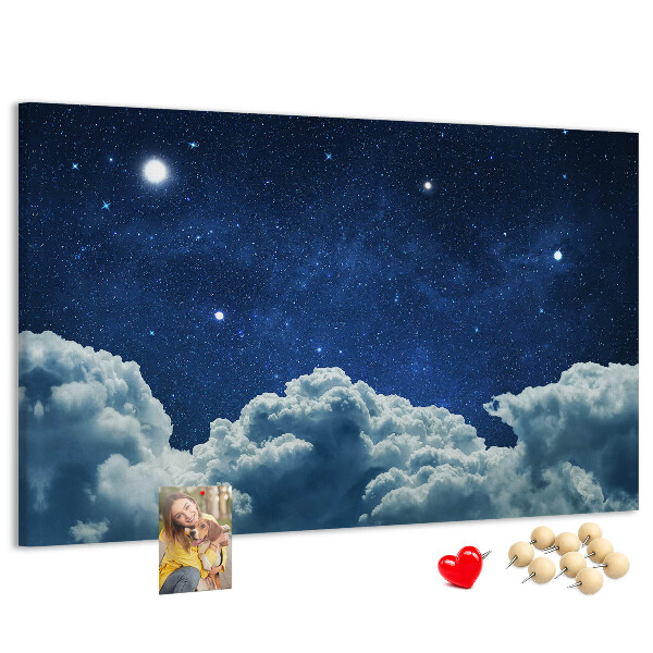 Tablero de corcho decorado Cielo nocturno con estrellas y nubes