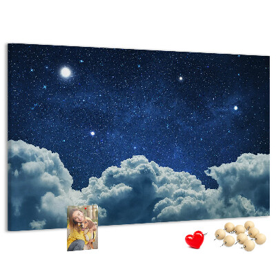 Tablero de corcho decorado Cielo nocturno con estrellas y nubes