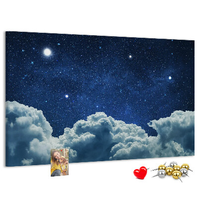 Tablero de corcho decorado Cielo nocturno con estrellas y nubes