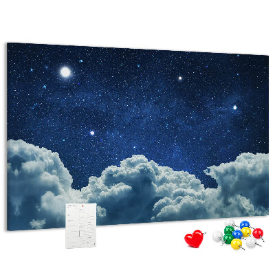 Tablero de corcho decorado Cielo nocturno con estrellas y nubes