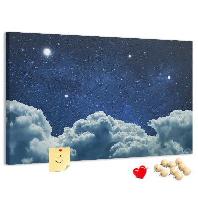 Tablero de corcho decorado Cielo nocturno con estrellas y nubes