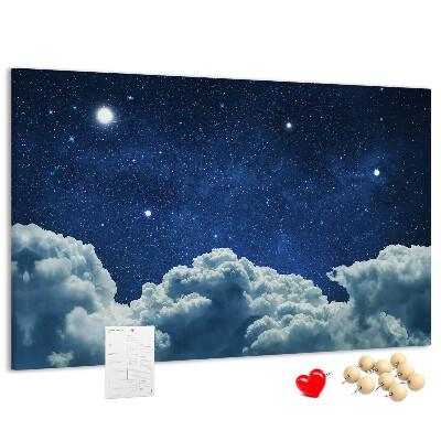 Tablero de corcho decorado Cielo nocturno con estrellas y nubes