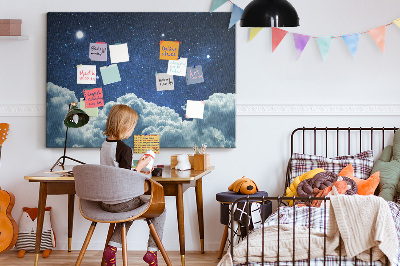Tablero de corcho decorado Cielo nocturno con estrellas y nubes