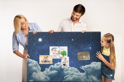 Tablero de corcho decorado Cielo nocturno con estrellas y nubes