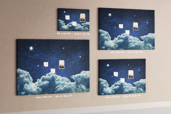 Tablero de corcho decorado Cielo nocturno con estrellas y nubes