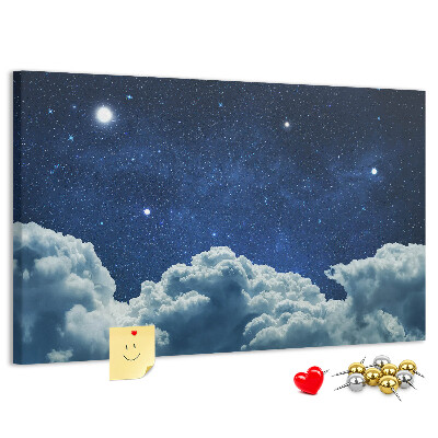 Tablero de corcho decorado Cielo nocturno con estrellas y nubes