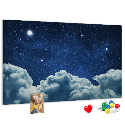 Tablero de corcho decorado Cielo nocturno con estrellas y nubes
