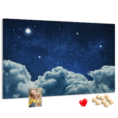 Tablero de corcho decorado Cielo nocturno con estrellas y nubes