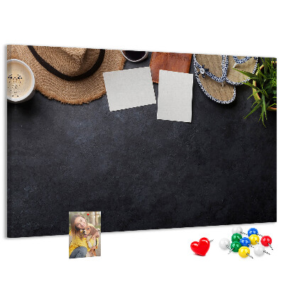 Tablero de anuncios con diseño de ambiente veraniego y accesorios de playa