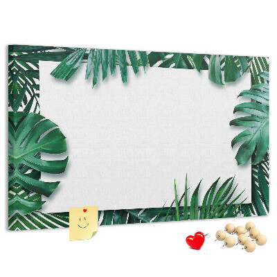 Tablero de anuncios diseño de hojas verdes estilo tropical