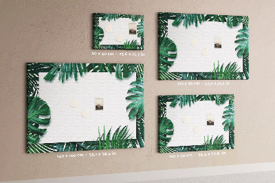 Tablero de anuncios diseño de hojas verdes estilo tropical