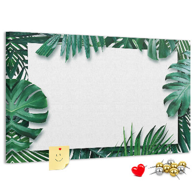 Tablero de anuncios diseño de hojas verdes estilo tropical